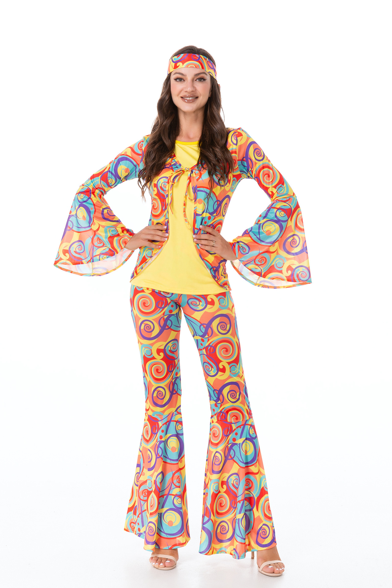 70s Retro Hippie Costume Set Halloween Disco Dance Performance Adult Costume